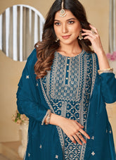 Salwar Suit in Teal Blue Looking Sympathetic